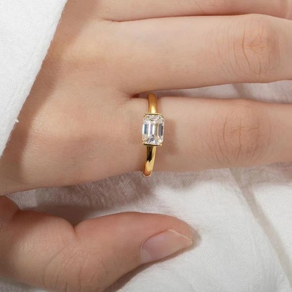 #Certified 1ct. t.w. Moissanite Diamond Emerald Cut Engagement Ring NEW - Picture 3 of 15